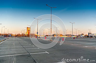 Empty parking lot during coronavirus outbreak. Â  Stock Photo